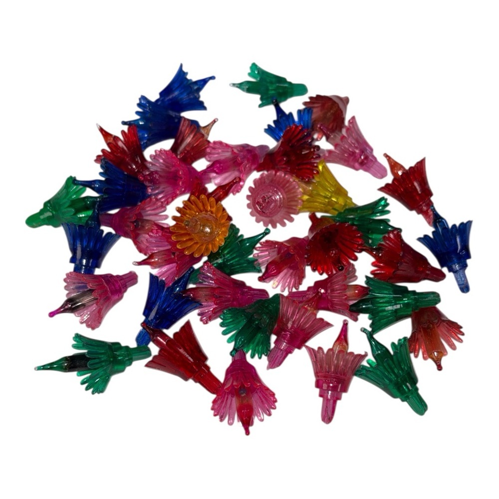 40 Vtg Multicolor Daisy Tulip Christmas Lights Bulbs Reflectors Replacement